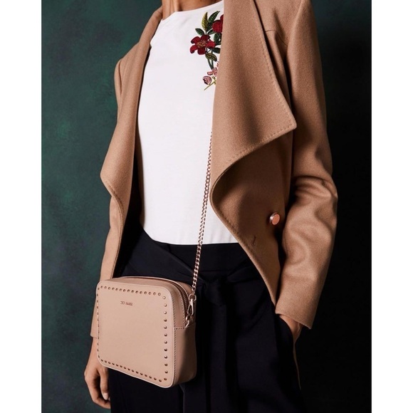 NWT Ted Baker London Black Leather  Karsynn Studded Camera Bag Crossbody Purse‌ - Picture 11 of 11